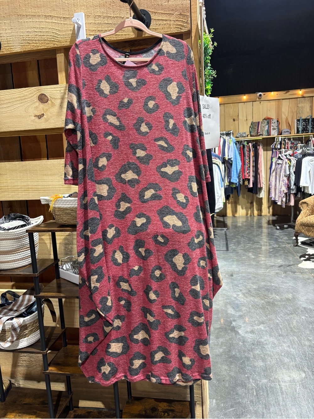 Red Leopard Print Shift Dress